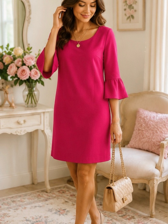 Talbots Dresses & Skirts - Talbots Fuchsia Bell-Sleeve Shift Dress